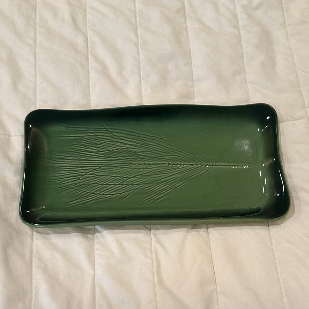 Forest Green Leaf Pattern Tray